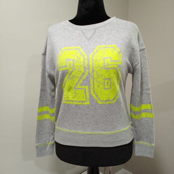FEATHERS COTTON POLYESTER BLEND GREY & NEON 26 SWEATSHIRT WOMEN SIZE M - Picture 1 of 7